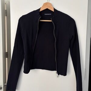 Brandy Melville Navy Ribbed sweater zip up